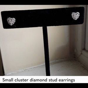Diamond cluster heart earrings
